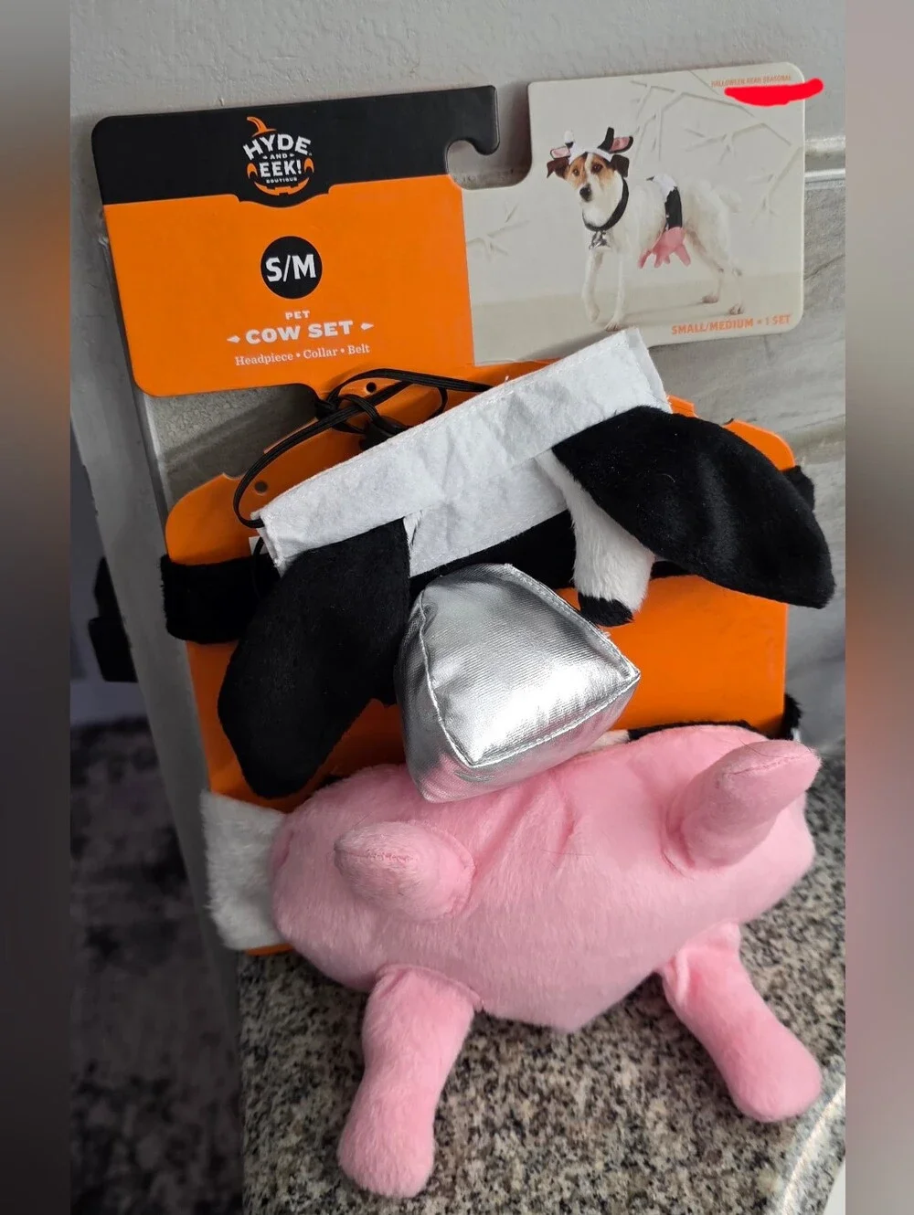 NWT Hyde And Eek! Boutique Cow Set Headpiece Collar Belt Costume Dog Pet Medium